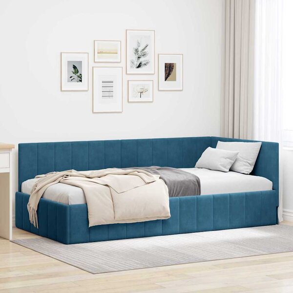 VidaXL Rohový rám postele s čelo 90 cm x 200 cm samet [42016315] Barva: Tyrkysová