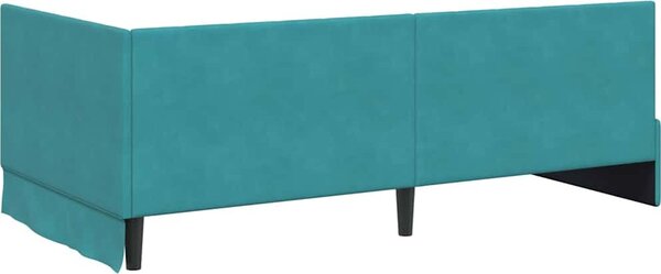 VidaXL Rohový rám postele s čelo 90 cm x 200 cm samet [42016315] Barva: Tyrkysová