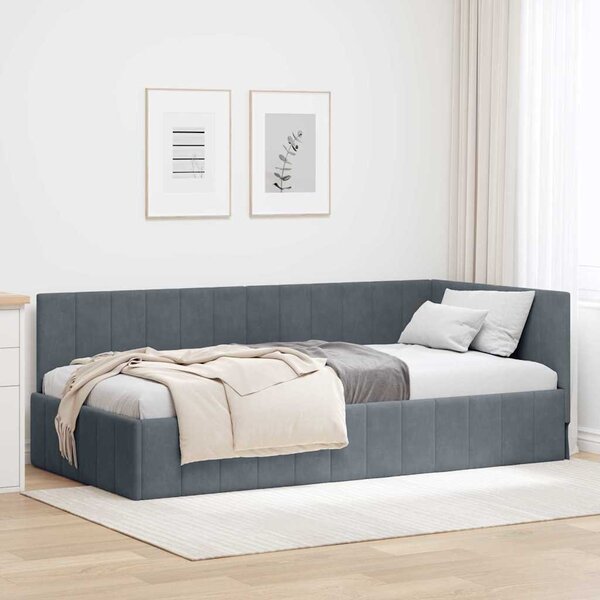 VidaXL Rohový rám postele s čelo 90 cm x 200 cm samet [42016315] Barva: Tyrkysová