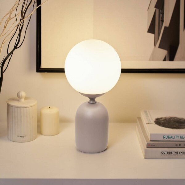 Pauleen Stolní lampa GLOWING CHARM, šedá, 30 cm, keramika/sklo, Hliník / šedá / zinek, Obývací pokoj / jídelna, Sklo, Young lifestyle, Koule