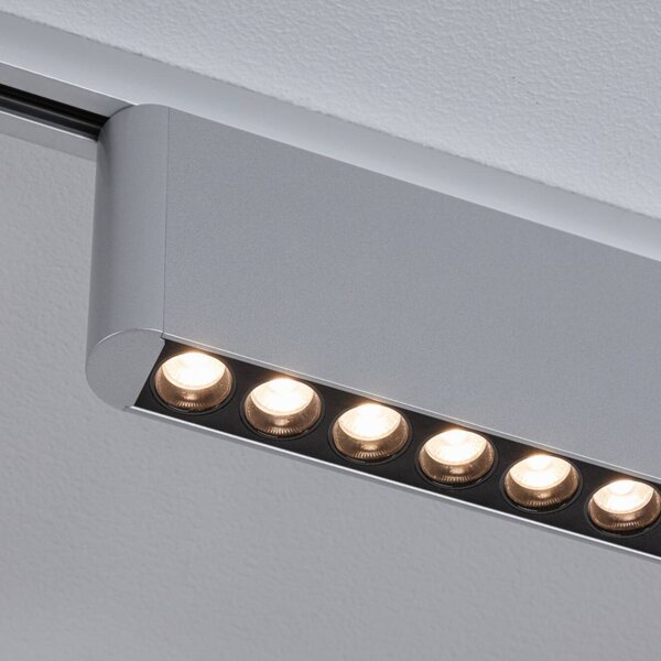 Paulmann LED lištová lampa URail Zelos, chrom, 3 000 K, 37 cm, stmívatelný, Hliník / šedá / zinek, Obývací pokoj / jídelna, Hliník, Moderní