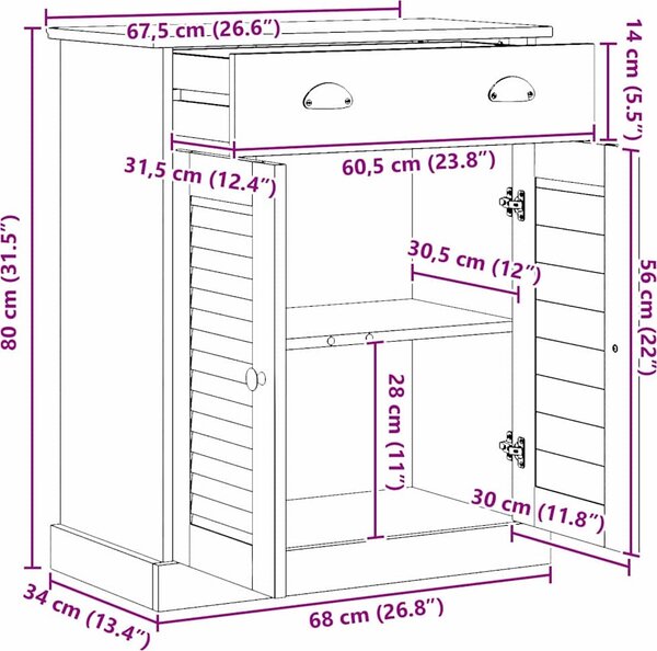 VidaXL Koupelnová skříň VIGO Hnědá a medově hnědá 68 x 34 x 80 cm [4019110] Barva: medová hnědá