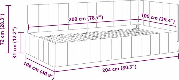 VidaXL Rohový rám postele s čelo 100 cm x 200 cm samet [42016325] Barva: Růžová