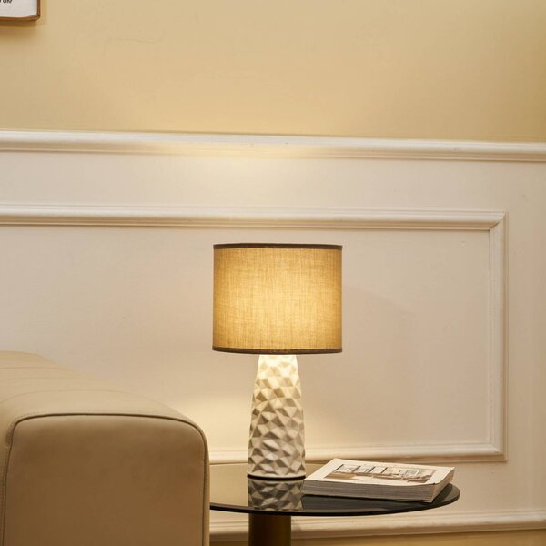 Pauleen Stolní lampa FANCY SCULPT, taupe/béžová, výška 41 cm, Krémová / jantar, Obývací pokoj / jídelna, Textil / tkanina / hedvábí, Young lifestyle