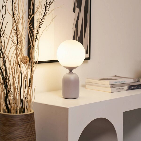 Pauleen Stolní lampa GLOWING CHARM, šedá, 30 cm, keramika/sklo, Hliník / šedá / zinek, Obývací pokoj / jídelna, Sklo, Young lifestyle, Koule