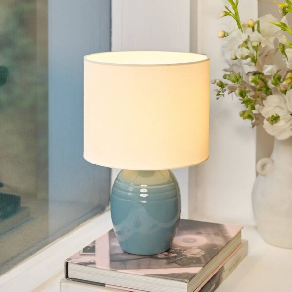 Pauleen Stolní lampa SEA RHYTHM, bílá/modrá, výška 30 cm, keramika, Bílá / opál, Obývací pokoj / jídelna, Keramika, Young lifestyle