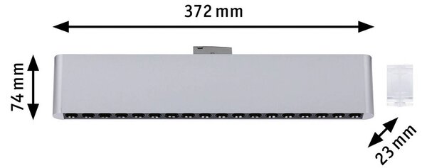 Paulmann LED lištová lampa URail Zelos, chrom, 3 000 K, 37 cm, stmívatelný, Hliník / šedá / zinek, Obývací pokoj / jídelna, Hliník, Moderní