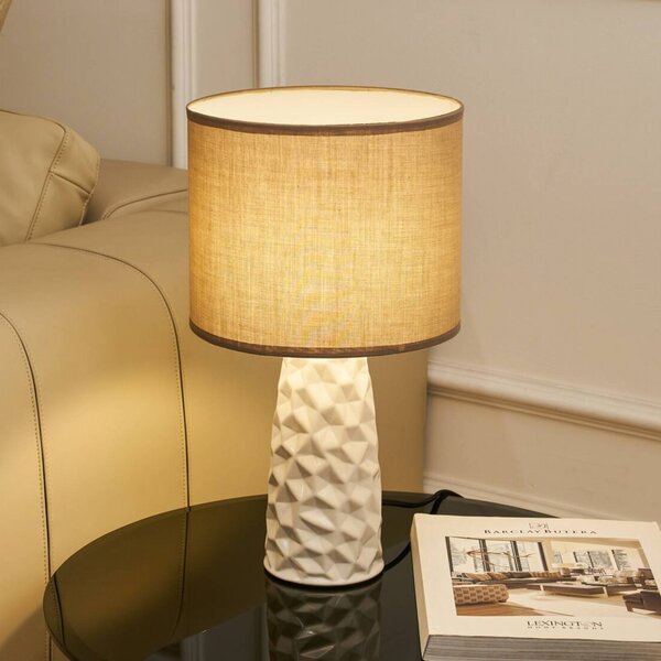Pauleen Stolní lampa FANCY SCULPT, taupe/béžová, výška 41 cm, Krémová / jantar, Obývací pokoj / jídelna, Textil / tkanina / hedvábí, Young lifestyle