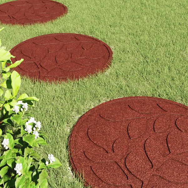 VidaXL Stepping Stone 6 ks Černý Ø 44 x 2 cm Guma [42030077] Barva: Červená