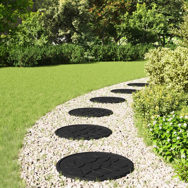 VidaXL Stepping Stone 6 ks Černý Ø 44 x 2 cm Guma [42030077] Barva: Červená