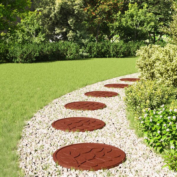 VidaXL Stepping Stone 6 ks Černý Ø 44 x 2 cm Guma [42030077] Barva: Červená