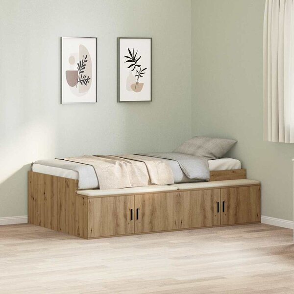 VidaXL Rám postele se dveřmi 90 x 190 cm Kompozitní dřevo [3335212] Barva: dub artisan