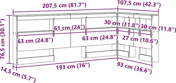 VidaXL Úložné čelo postele Kompozitní dřevo [3335524] Barva: dub sonoma