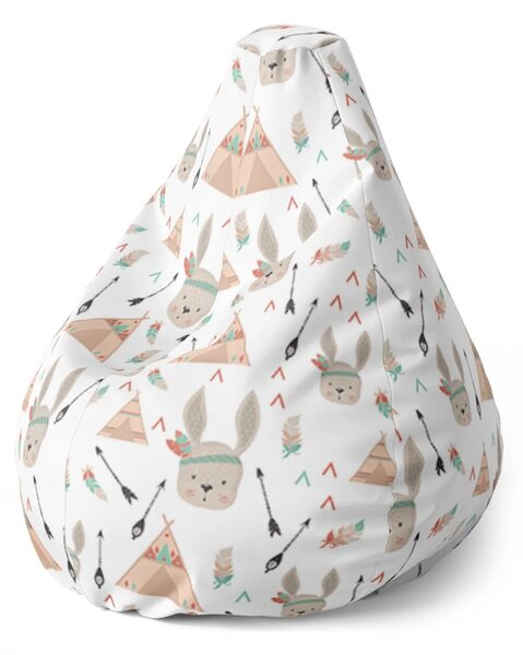 Sablio Sedací vak Pear Zajíci u stanu - 70 x 95 x 15 cm