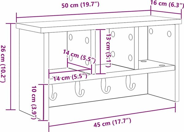 VidaXL Nástěnný věšák na kabáty Nástěnná montáž [874314] Barva: Bílá
