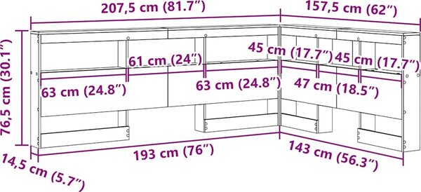 VidaXL Úložné čelo postele Kompozitní dřevo [3335548] Barva: Bílá