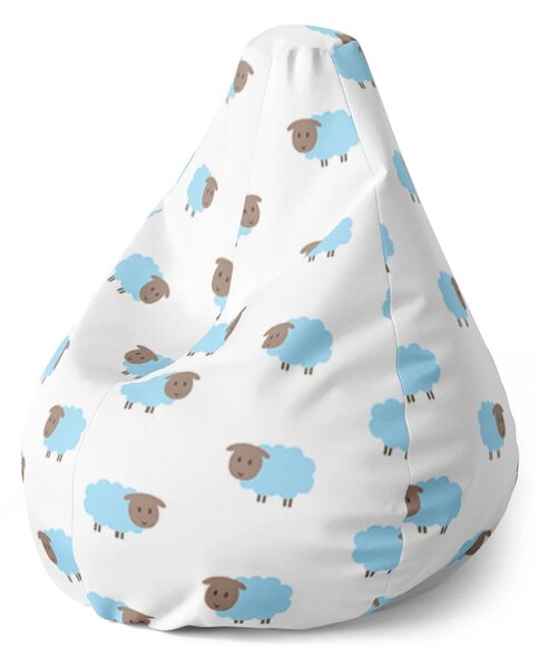 Sablio Sedací vak Pear Modré ovce - 70 x 95 x 15 cm