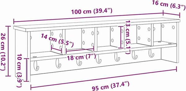 VidaXL Nástěnný věšák na kabáty Nástěnná montáž [874330] Barva: dub artisan
