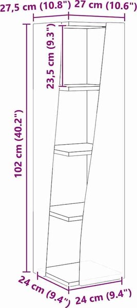 VidaXL Rohová skříňka 27,5x27x102cm Kompozitní dřevo [889854] Barva: kouřový dub