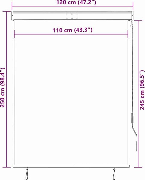 VidaXL Roleta 120 x 250 cm Textil a hliník [145962] Barva: antracitová