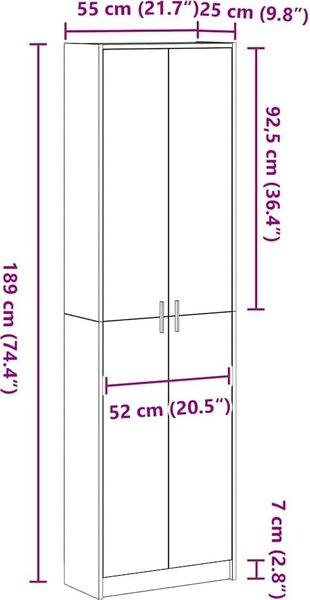 VidaXL Šatní skříň 55 x 25 x 189 cm Kompozitní dřevo [3334016] Barva: Bílá
