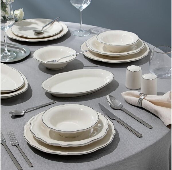 Jídelní sada 53 ks bílá/stříbrná/porcelán