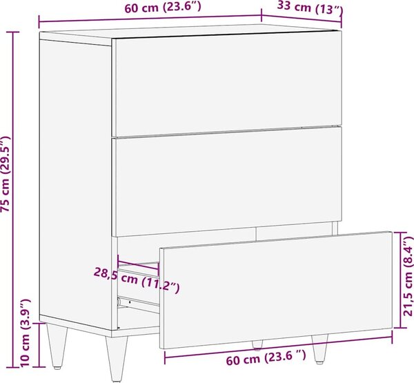 VidaXL Servírovací skříň Šedá a zlatá 60 x 33 x 75 cm [4018811] Barva: medová hnědá