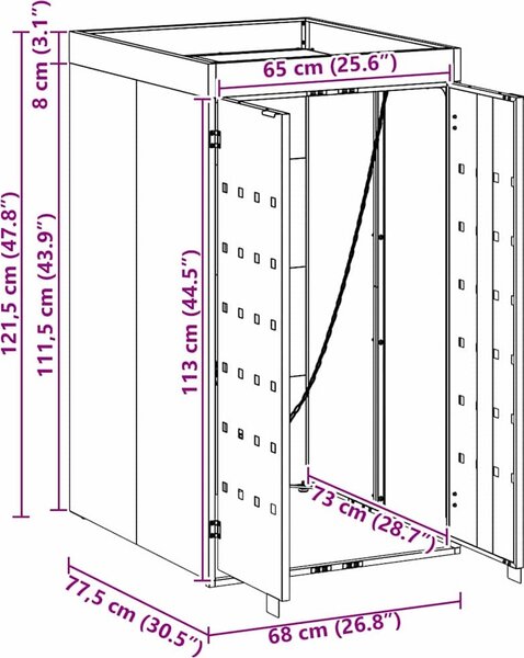 VidaXL Úložný prostor na popelnici s květinovou střechou pro jednu 240L popelnici [42018679] Barva: Antracit