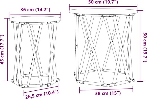 VidaXL Konferenční stolek 2 ks 50 x 50 x 50 cm [868266] Barva: Černý dub