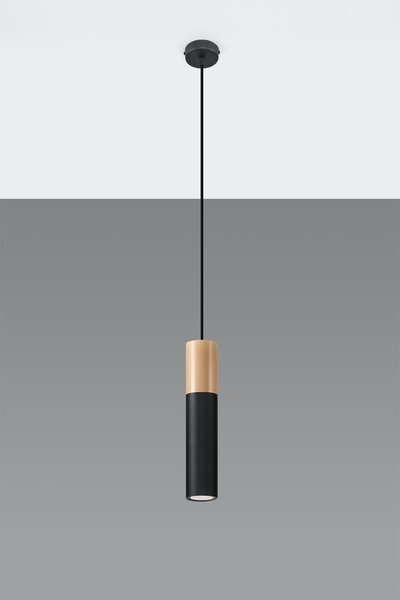 Sollux Závěsná lampa PABLO GU10 - černá/dřevo