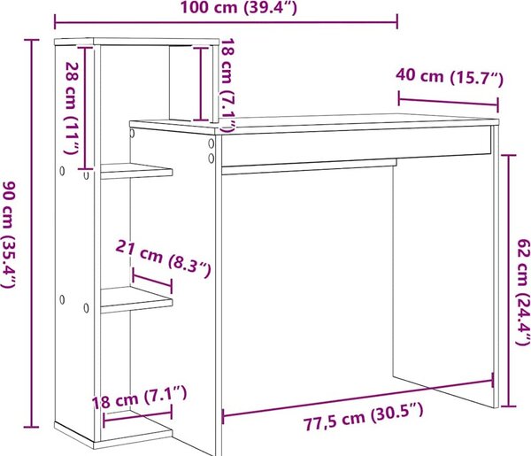 VidaXL Stůl Kompozitní dřevo 100 x 40 x 90 cm [869321] Barva: dub sonoma