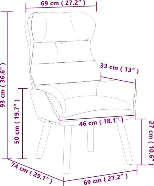 VidaXL křeslo 69 x 74 x 93 cm samet [42001896] Barva: Černá