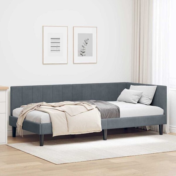 VidaXL Rohový rám postele s čelo 90 cm x 200 cm samet [42016356] Barva: světle šedá