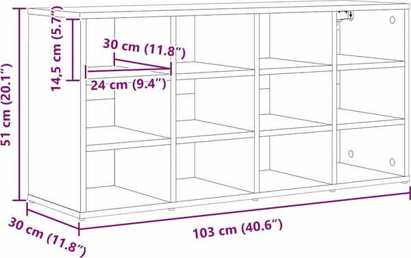 VidaXL Skříň na obuv 103 x 30 x 51 cm Kompozitní dřevo [808706] Barva: Bílá