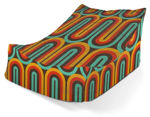 Sablio Sedací vak Lounge Retro vlny - 80 x 95 x 50 cm