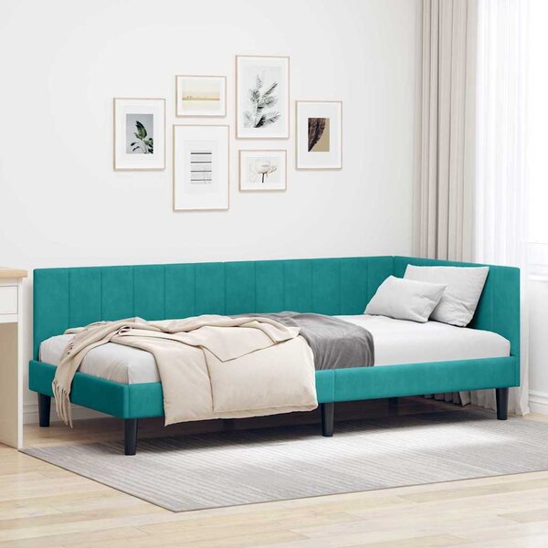 VidaXL Rohový rám postele s čelo 90 cm x 200 cm samet [42016356] Barva: světle šedá
