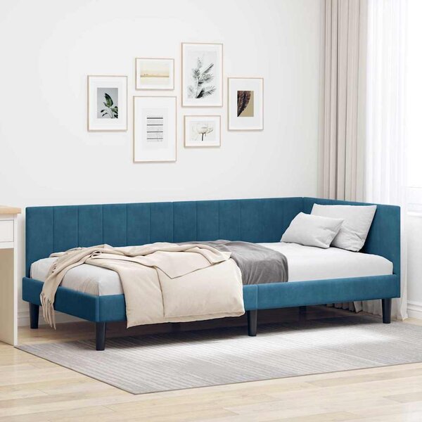 VidaXL Rohový rám postele s čelo 90 cm x 200 cm samet [42016356] Barva: světle šedá