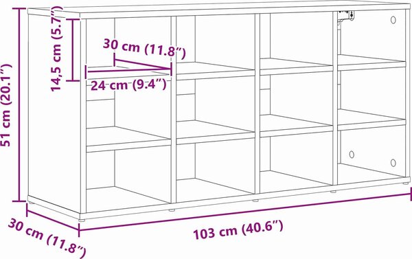 VidaXL Skříň na obuv 103 x 30 x 51 cm Kompozitní dřevo [808706] Barva: Bílá