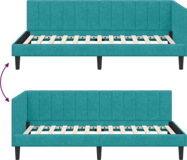 VidaXL Rohový rám postele s čelo 90 cm x 200 cm samet [42016356] Barva: světle šedá