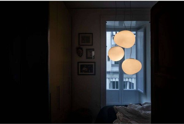 Foscarini Závěsné světlo Gregg Medium, bílé, výška 26 cm, stmívatelný, Obývací pokoj / jídelna