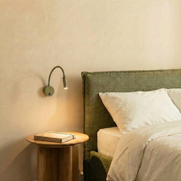 TK Lighting Nástěnné světlo Lagos, olivově zelené/černé, G9, výška 45 cm, kov, stmívatelný, Zelená, Ložnice, kov