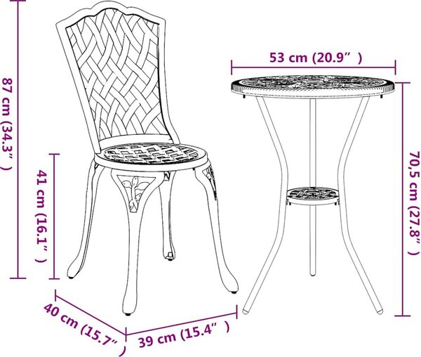 VidaXL Zahradní bistro set 3 ks Hliník [42002393] Barva: Bílá