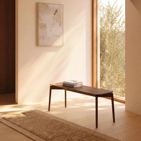 Kave Home Hnědá dřevěná lavice Evera 120 cm