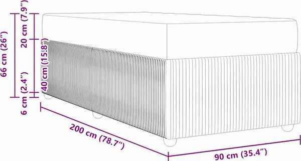 VidaXL Rám postele 90 x 200 cm textil [3398352] Barva: Černá