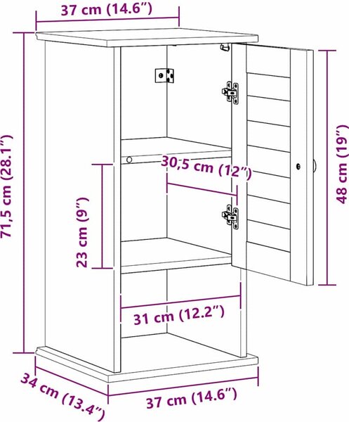 VidaXL Koupelnová skříň VIGO Hnědá a medově hnědá 37 x 34 x 71,5 cm [4019122] Barva: medová hnědá