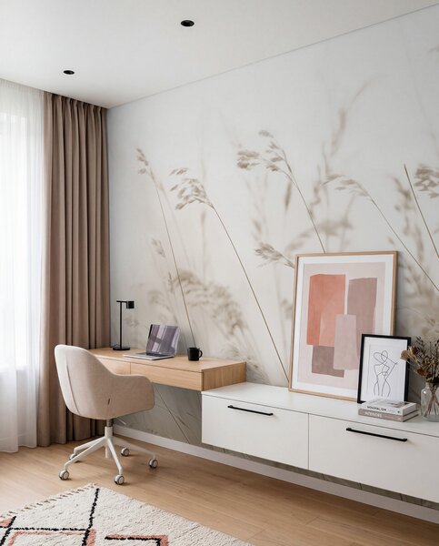 Fototapety Polní trávy za mlhavého svítání, Fototapety příroda, w02250 : uwalls.cz