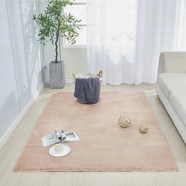 Koberec Strado typu shaggy, béžový, 160x220 cm, polyester, vhodný pro alergiky