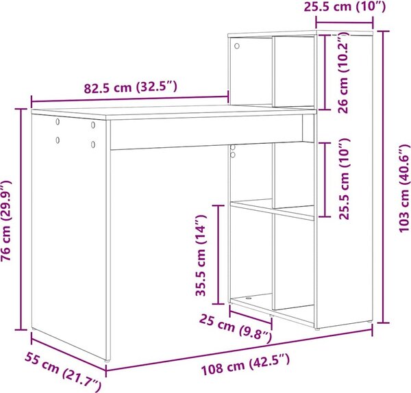 VidaXL Stůl Kompozitní dřevo 108 x 55 x 103.5 cm [869465] Barva: dub sonoma