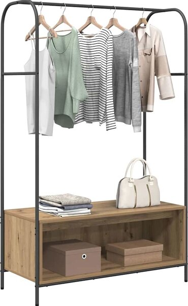 VidaXL Kovový stojan na oblečení Hnědý dub 100 x 44 x 160 cm [868456] Barva: Staré dřevo