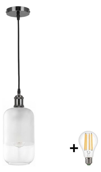 BRILAGI - LED Lustr na lanku RETRO GLASS 1xE27/60W/230V pr. 14 cm černá/bílá